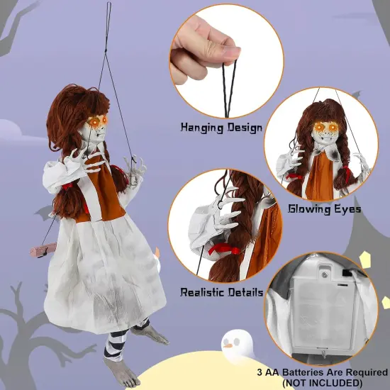 Halloween Animatronic Decorations Outdoor Hanging Swing Girl {5}