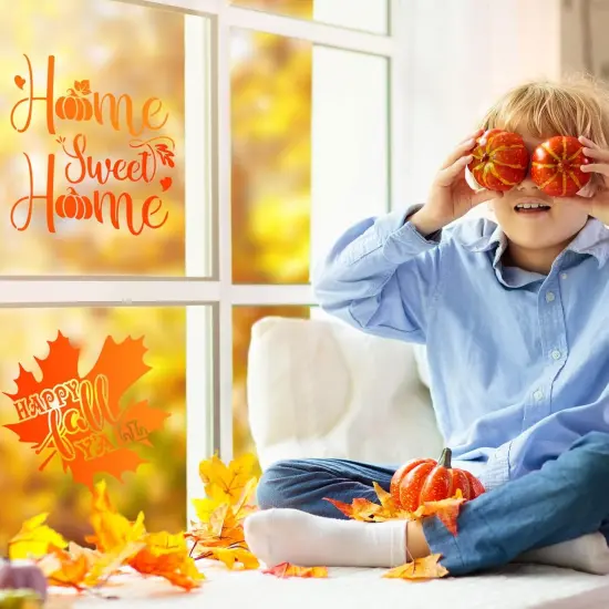 16 Pcs Fall Pumpkin Templates - Reusable Maple Leaf Stencils for Wood {5}