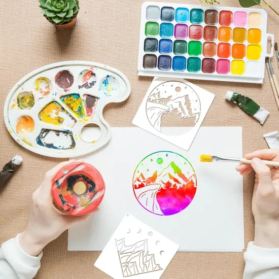 Boho Stencils for Painting Nature Mountain Moon Sun Drawing Stencil {4}