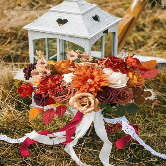 Artificial Flowers - Burnt Orange (1 Box) {3}