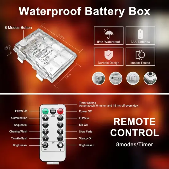 Each 33 ft 100 LED Orange String Lights Halloween Lights {3}