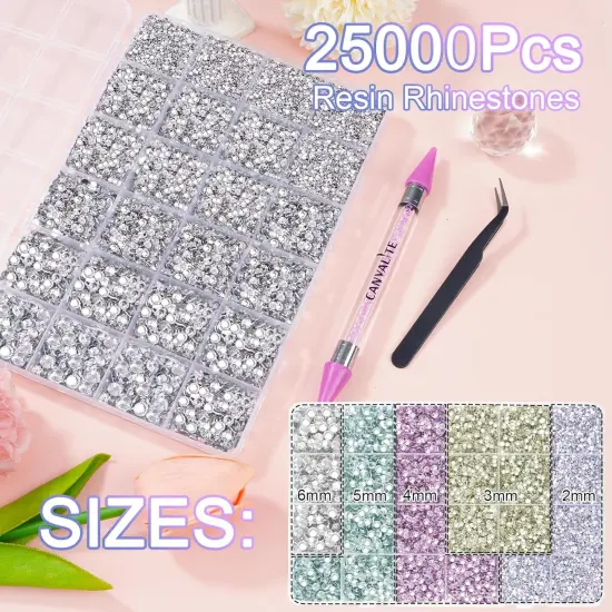 25000Pcs Resin Jelly Flatback Rhinestones with Glue and Tools - Clear {5}