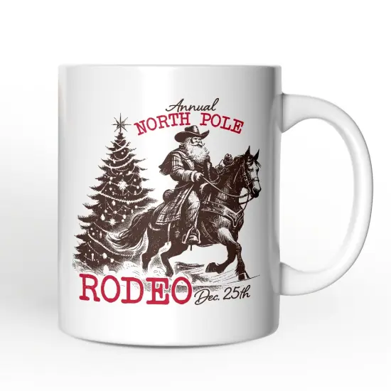 Annual North Pole Rodeo Mug, Funny Cowboy Santa Christmas Gift {4}