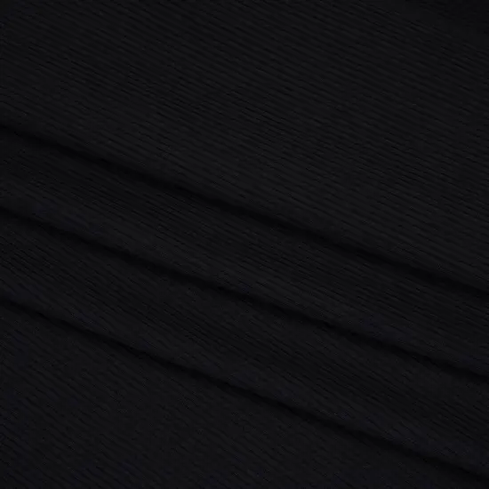 1 Yard Black Stretch Rayon 2x2 Rib Knit 45" Width Designer Deadstock Fabric {4}