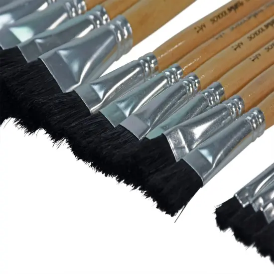 School Smart Black Bristle Paint Brushes, Short Handle, Assorted Sizes, Set of 24 {4}