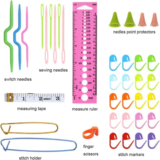 Professional Crochet Kit,9 Crochet Hooks Ergonomic Soft Grip,14 Aluminum Full Crochet Hooks Set with Case Include Crochet Accessories and Supplies {4}