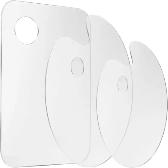 3pcs Acrylic Paint Palette Clear Art Palette for Adults & Kids, Transparent Non-Stick Oil Paint Palette with Protective Kraft for DIY Craft Art Painting Plate {1}