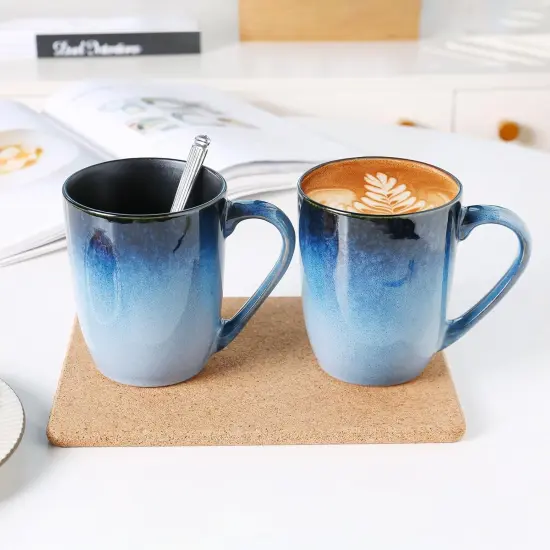 14 OZ Coffee Mugs Set of 6, Modern Large Ceramic Coffee Mugs Set with handle {3}