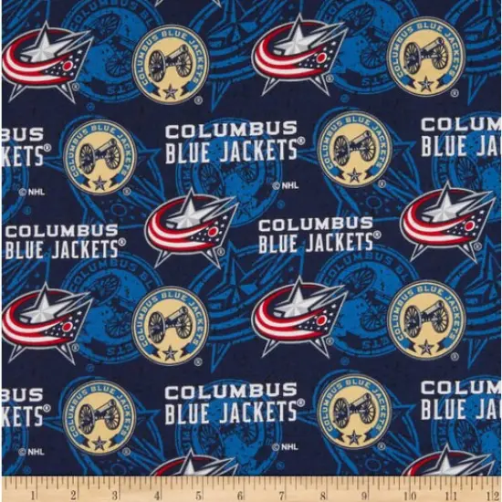 NHL Licensed Columbus Blue Jackets Tone On Tone 1199-CBJ Cotton Fabric by the Yard {1}