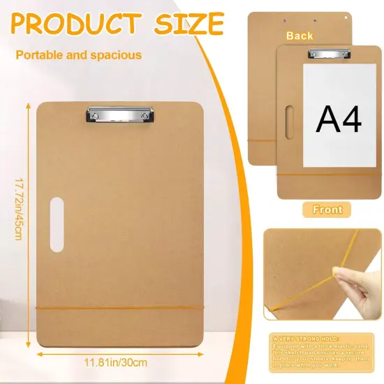 11.8x17.7 Drawing Board, Sketch Board with Sturdy Clip and Rubber Bands, Portable Art Clipboard for Classroom, Drafting and Studio Drawing {2}