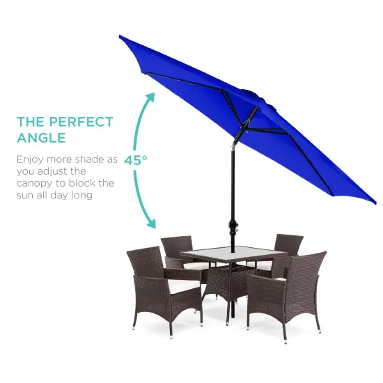 Best Choice Products 10ft Outdoor Steel Market Patio Umbrella w/ Crank, Tilt Push Button, 6 Ribs Resort Blue {2}