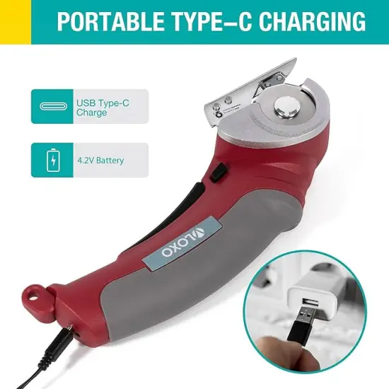 Cordless Electric Scissors, Rotary Cutter for Fabric with Safety Lock, 4.2V Cardboard Cutter Multi-Cutting Tools, Rechargeable Powerful Fabric Cutter for Carpet Leather Felt with Storage Box {5}