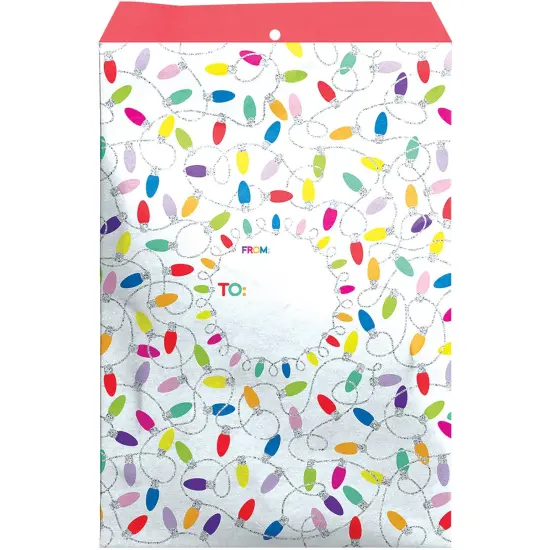 Pack/6: Christmas Lights White Theme Mailing Envelope - 11 x 1/2 x 15-1/2" {1}