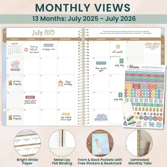 bloom daily planners 2025-26 Academic Planner, Soft Cover, 8.5" x 11", Iridescent Opal {3}