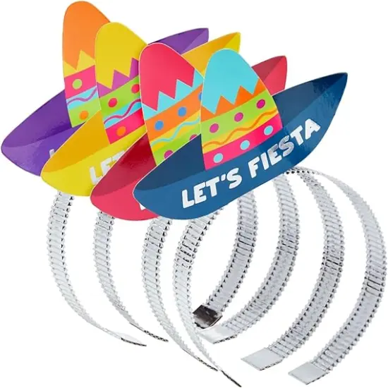 24 Pack Let's Fiesta Sombrero Party Hats for Cinco de Mayo Favors, Mexican Themed Party Decorations (4 Colors) {4}