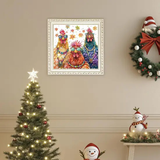 DIY Chicken Diamond Art Kits for Adults, 5D Diamonds Painting Kits Rooster with Glasses Full Round Drill {3}