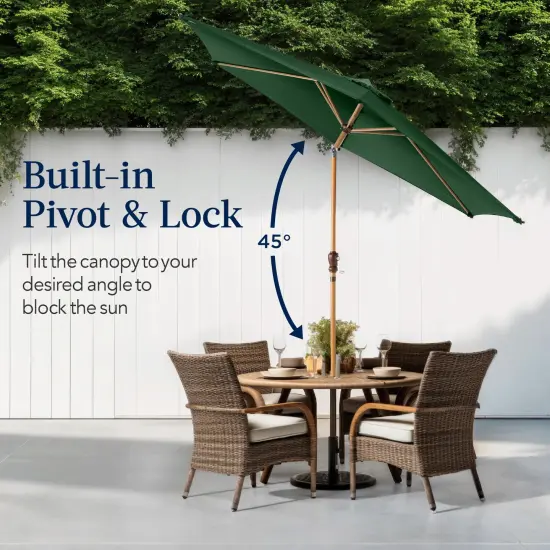 Best Choice Products 10ft Outdoor Woodgrain Pattern Steel Market Patio Umbrella w/ Crank, Tilt Green {4}