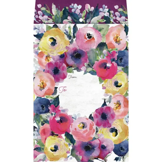 Pack/6: Watercolor Flowers Theme Mailing Envelope - 6 x 1/2 x 9-1/2" {1}