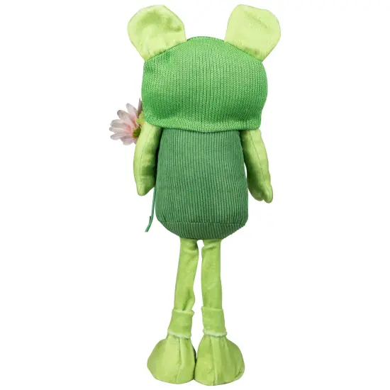 Northlight Standing Gnome with Glittered Frog Hat Spring Decoration - 14.5" Green {7}