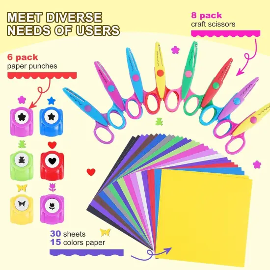 42 Pack Craft Scissors Decorative Edge, Hole Punch Shapes Craft, Cardstock Paper for DIY Art, Crafts, Scrapbook, Card Making, School Supplies {2}