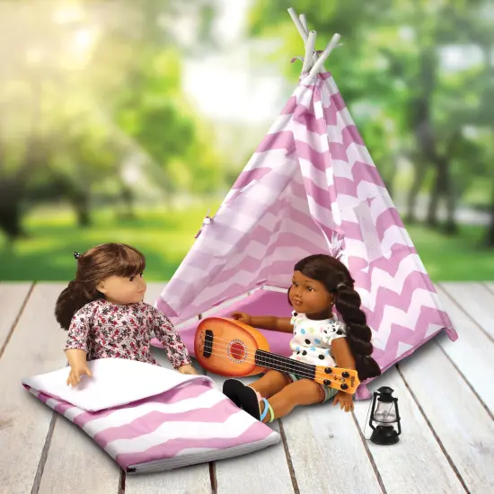 Badger Basket Camping Adventures Doll Tent Set with Accessories - Lavender/White {2}
