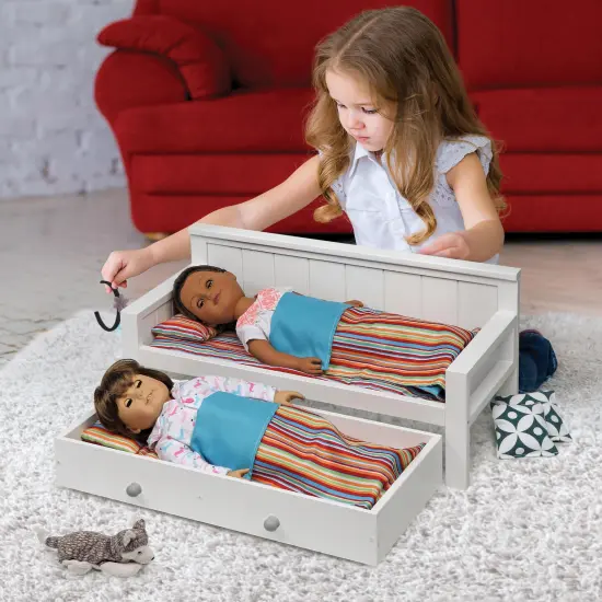 Badger Basket Sofa/Daybed with Trundle for 18 inch Dolls - White/Multi {2}