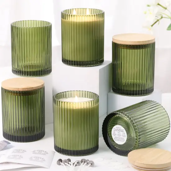 14OZ Olive Green Glass Candle Jars for Making Candles {1}