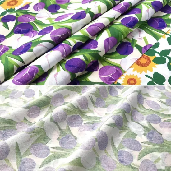 100% Cotton Tulip Flower Cotton Fabric Quilting Fat Quarter Bundles (1.45 Yard x 1.09Yard) {2}