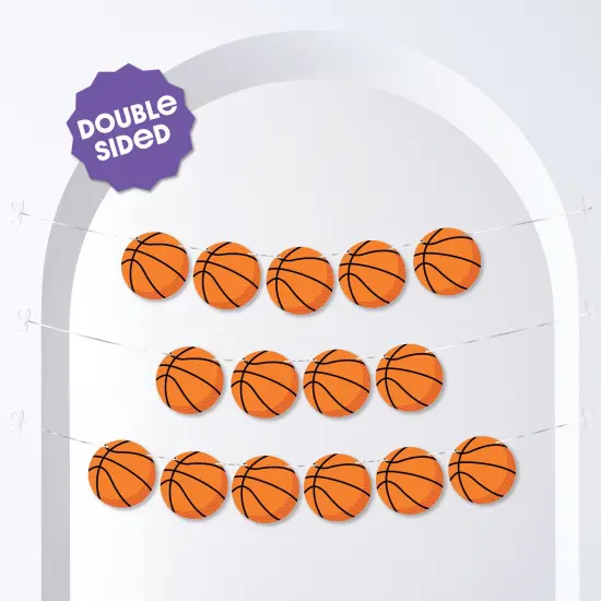 Big Dot of Happiness Basketball Garland Banner, Sports Birthday Party or Baby Shower Decorations Banner, 30 Feet of Cord, 15 Double-Sided Orange Basketballs {3}
