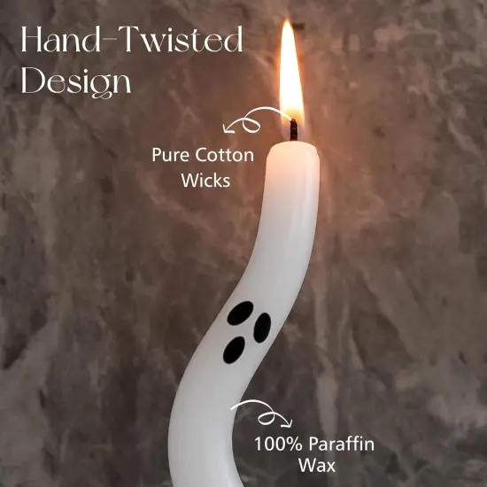 4-Pack Ghost Taper Candles &ndash; Cute Halloween Candle Decor for Table, Mantel & Indoor Party Centerpieces {3}