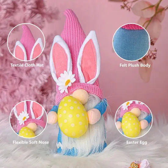 3 Pcs Easter Gnome Bunny, Easter Gnomes Plush, Easter Gnomes Decorations for Home, Spring Easter Gnomes Plush Doll Easter Bunny Gnomes Decor, Easter Bunny Gnomes Plush {2}