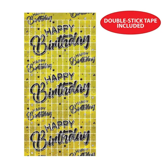 6 Pack Bulk Happy Birthday Party Metallic Square Curtain {4}