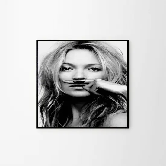 Kate Moss Mustache Fashion Poster Framed {5}