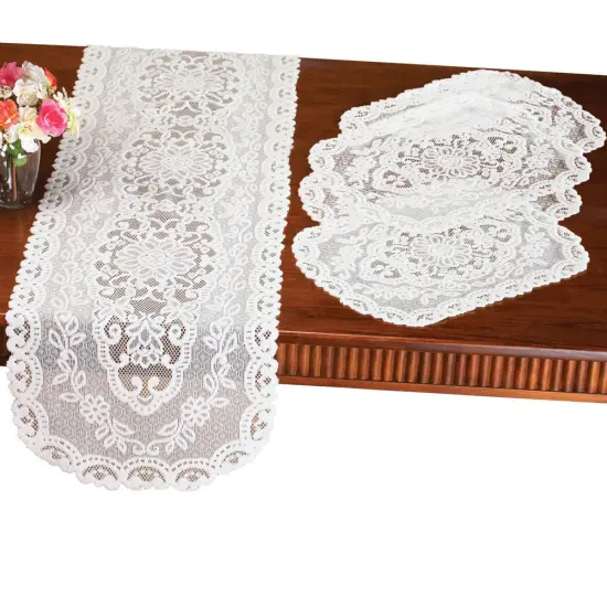 Collections Etc Kitchen Table Lace Runner & Placemats - 5 pc {2}