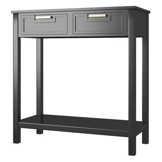 Modern Acacia Wood Entryway Table with Drawers Waterproof MDF Accent Cabinet Grey {4}