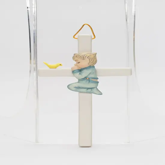 Ceramic Praying Boy With Bird Cross Wall Decor, Religious D&eacute;cor, Religious Gift, Church D&eacute;cor, Church Gift, Baptism Gift, Nursery Decor {3}