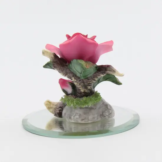 Ceramic Mini Marve Rose Flower on Glass Base Figurine, Gift for Her, Gift for Mom, Home Decor {3}