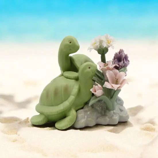Ceramic Turtles with Flowers Figurine, Home Decor, Gift for Her, Gift for Mom {1}