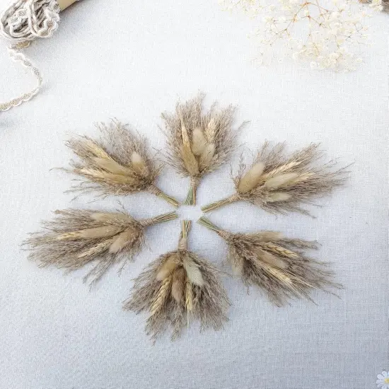 Pack of 6 Mini Dried Flower Bouquet - Brown {5}