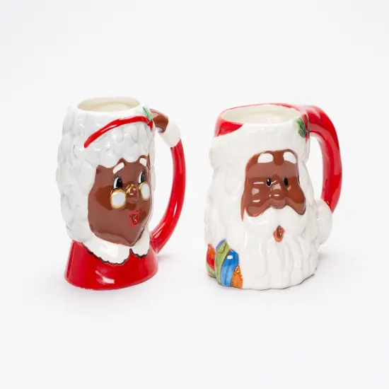 Ceramic African American Santa Claus and Mrs. Claus Mug Pair, Home D&eacute;cor, Gift for Her, Gift for Mom, Kitchen D&eacute;cor, Christmas D&eacute;cor {2}