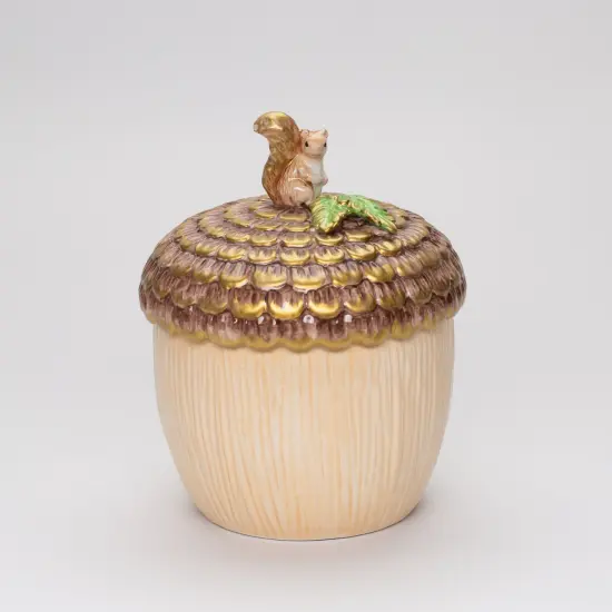 Ceramic Squirrel on Top of Acorn Candy Jar, Fall Decor, Christmas Decor, Farmhouse Kitchen Decor {2}