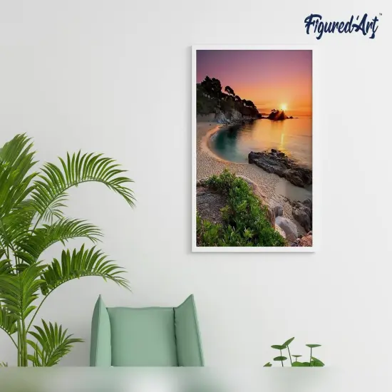 Figured'Art Paint by Numbers Kit for Adults Quiet Beach at Dusk 16"x20" - Craft Art Painting DIY Kit Rolled Canvas without frame {4}