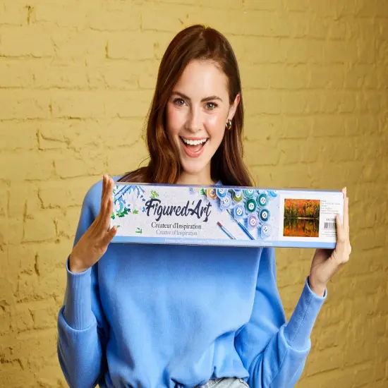 Figured'Art Paint by Numbers Kit for Adults Lake Reflection in Autumn 16"x20" - Craft Art Painting DIY Kit Rolled Canvas without frame {2}