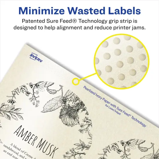 Avery Pearlized Ivory Arched Labels with Sure Feed Technology, Print-to-the-Edge, 4.75" x 3.5" {4}