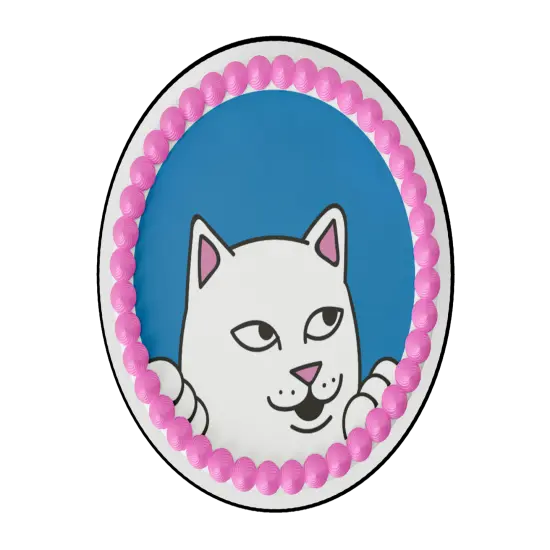 Whimsical Practicality's Rip N Dip Lord Nermal Peeking Edible Icing Image Cake Topper {1}