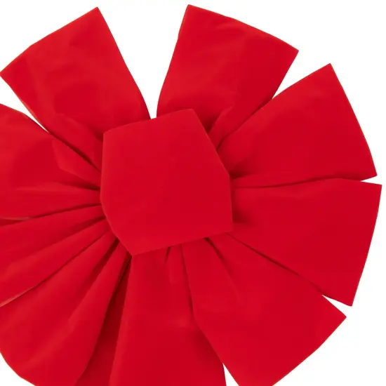 Northlight 14" x 34" Red 9-Loop Velveteen Christmas Bow Decoration {6}