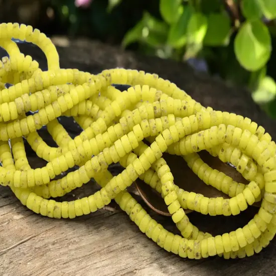 6x3mm Aged Citrus Yellow Indonesian Heishi Beads (20" Strand) {3}