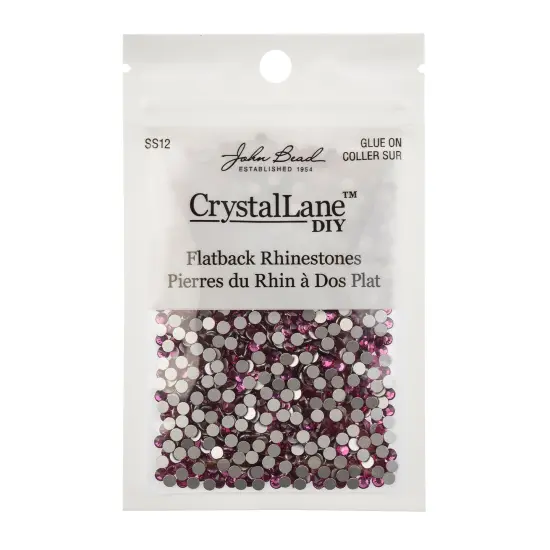 Crystal Lane DIY SS12 Glass Flatback Rhinestones, 2880pcs Fuchsia {3}