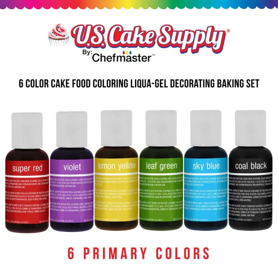 US Cake Supply by Chefmaster 6 Liqua-Gel Cake Color Kit, 0.7 fl. oz. {2}
