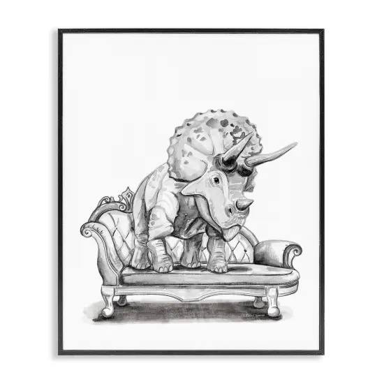 Stupell Industries Triceratops Lounging on Couch Framed Giclee By Rachel Nieman {1}